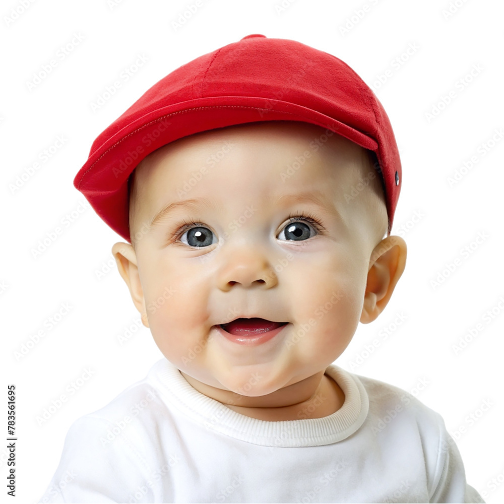 Baby boy wearing red cap isolated on transparent background Baby boy wearing red cap isolated on transparent background