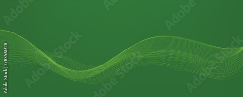 Abstract green gradient background with wavy lines 