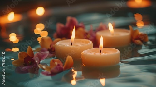 Softly Lit Spa Candles Creating a Peaceful and Tranquil Ambiance for Relaxation and Meditation