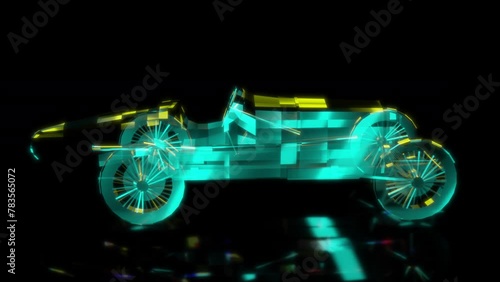 Rendering 3D animation, VISUAL EFFECTS Duesenberg GP Racing Car Model on a black background photo