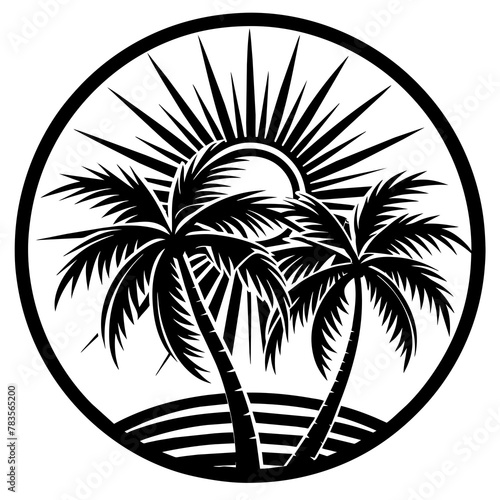 sun-with-palms-on-white-background