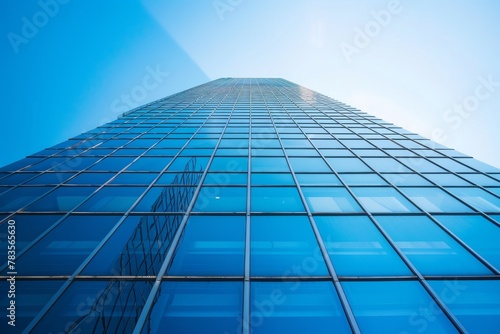 Reflective Corporate Skyscraper Against Clear Sky