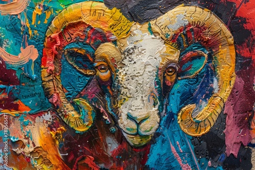 Color Splashed Zodiac Aries Canvas Art