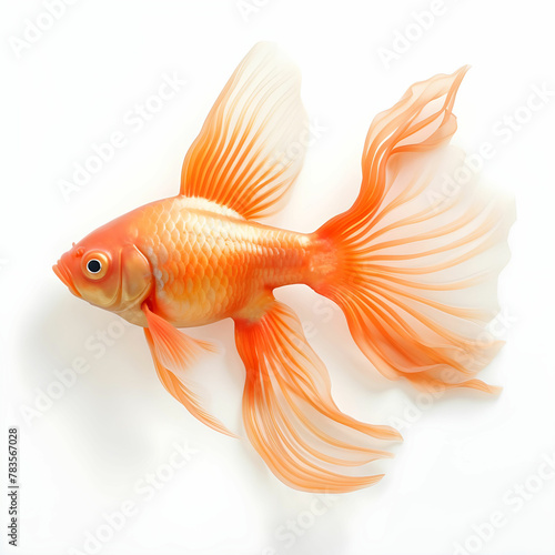 The goldfish on white background . Comet Goldfish Isolated on White Background