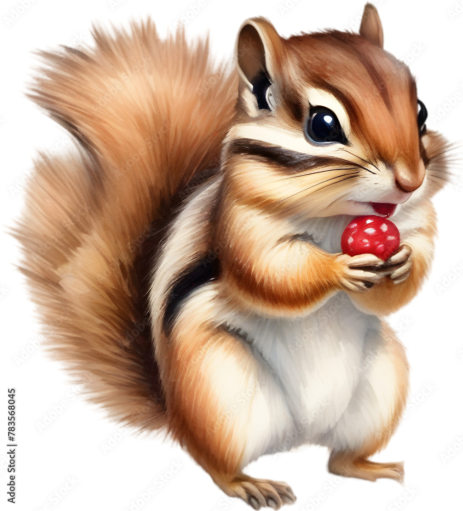 Obraz premium Watercolor painting of a cute chipmunk.