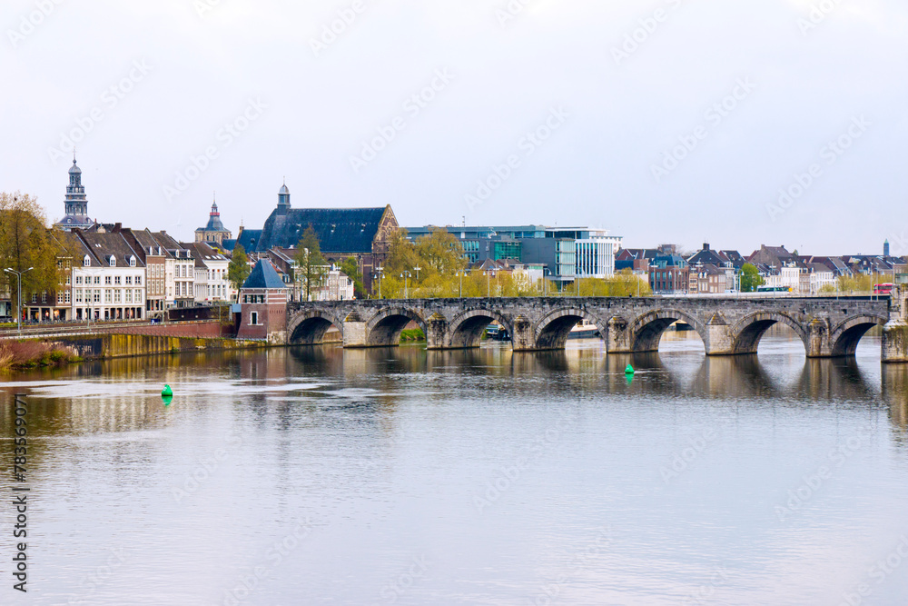 Sint Servaasbrug bridge across the Meuse River in Maastricht city, Netherlands.