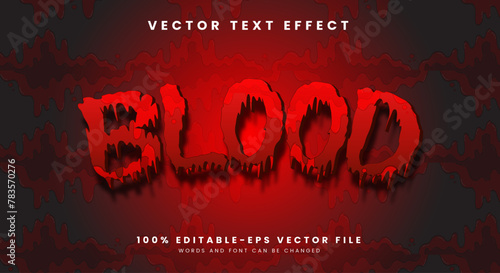 Red liquid horror blood vector text effect Template