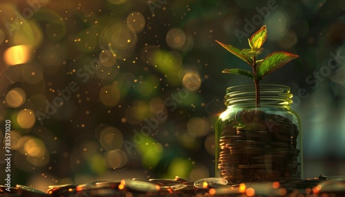 Investment Growth Concept with Plant and Coins