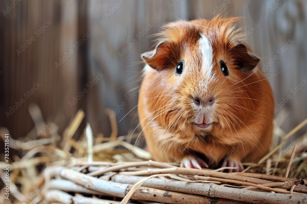Adorable Brown Guinea Pig: Closeup Shot of Cute Cavy with Curiosity and Natural Colours in Background Adorable Brown Guinea Pig: Closeup Shot of Cute Cavy with Curiosity and Natural Colours in Background
