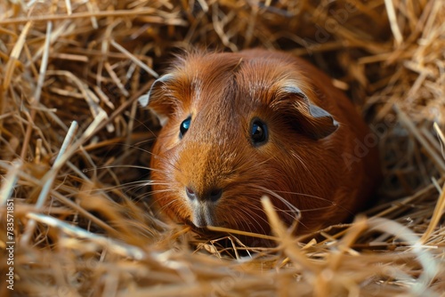 Adorable Guinea Pig on Brown Background  Closeup of Cute Cavy with Curiosity and Vivid Colours
