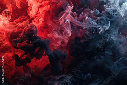 Intense red and black smoke swirling in a dramatic tango