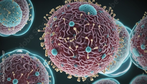 Ebola virus on scientific background in bright colours 