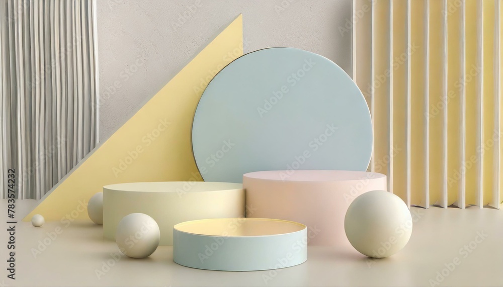 Fototapeta premium Ethereal Elegance: Minimal Cylinder Podium in Pastel Scene