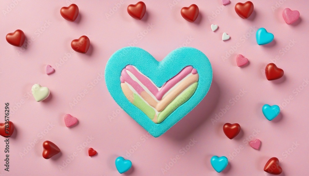 Colorful heart candy cartoon illustration  in bright colours 
