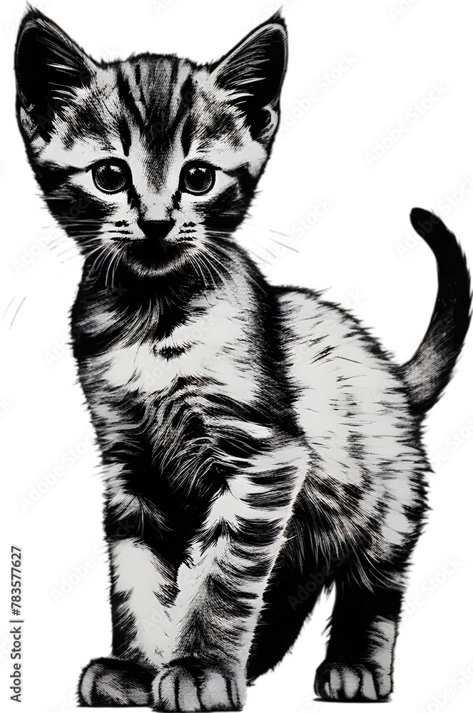 Obraz premium Close-up painting of a cute kitten.