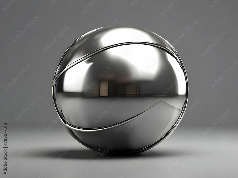 shiny metal sphere on a gray background. 3d render illustration for advertising Ai generative shiny metal sphere on a gray background. 3d render illustration for advertising Ai generative