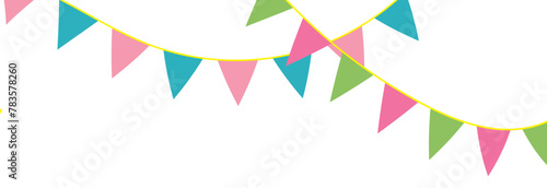 Multicolored bright triangular flags  isolated on a white background