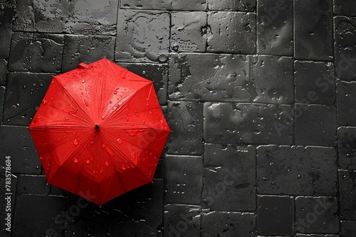 Individuality highlighted by a single red umbrella