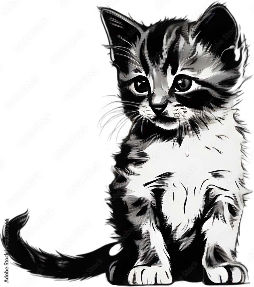 Obraz premium Close-up painting of a cute kitten.
