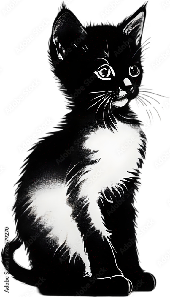 Obraz premium Close-up painting of a cute kitten.