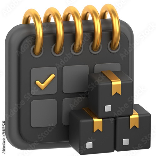 3d icon of a calendar with 3 boxes in front
