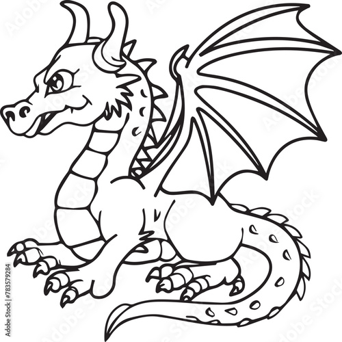 Hand drawn dragon outline illustration