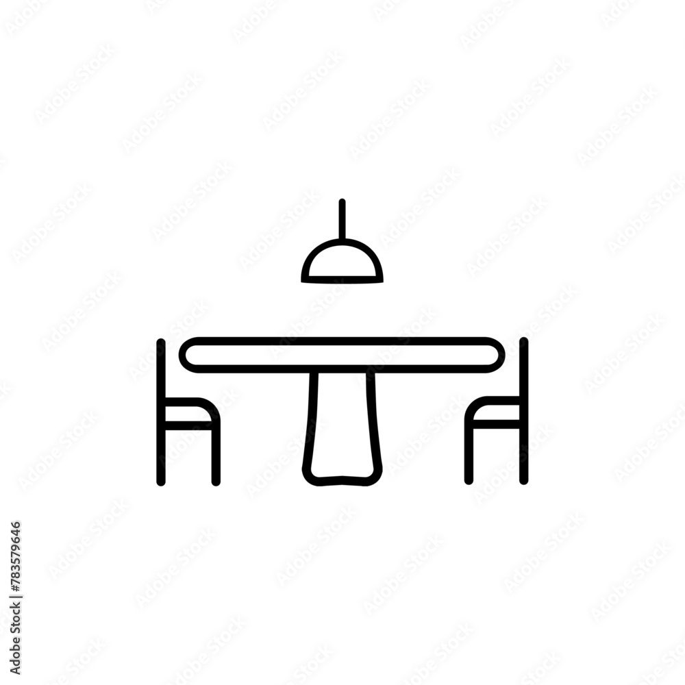 icona mobili arredamenti, cucina, sala da pranzo, sedie e tavolo con lampada, flat design icona mobili arredamenti, cucina, sala da pranzo, sedie e tavolo con lampada, flat design