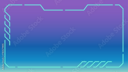 エメラルドグリーン色のデジタルネオンライトフレーム　16：9