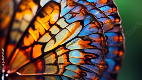 A macro photograph of a butterfly's wing, showcasing its intricate patterns and vibrant colors © Qadeer