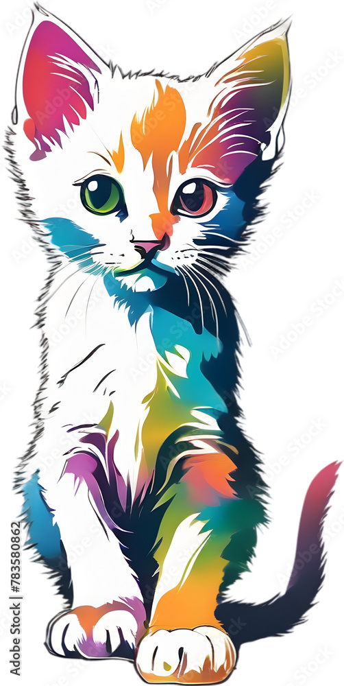 Obraz premium Close-up painting of a cute kitten.