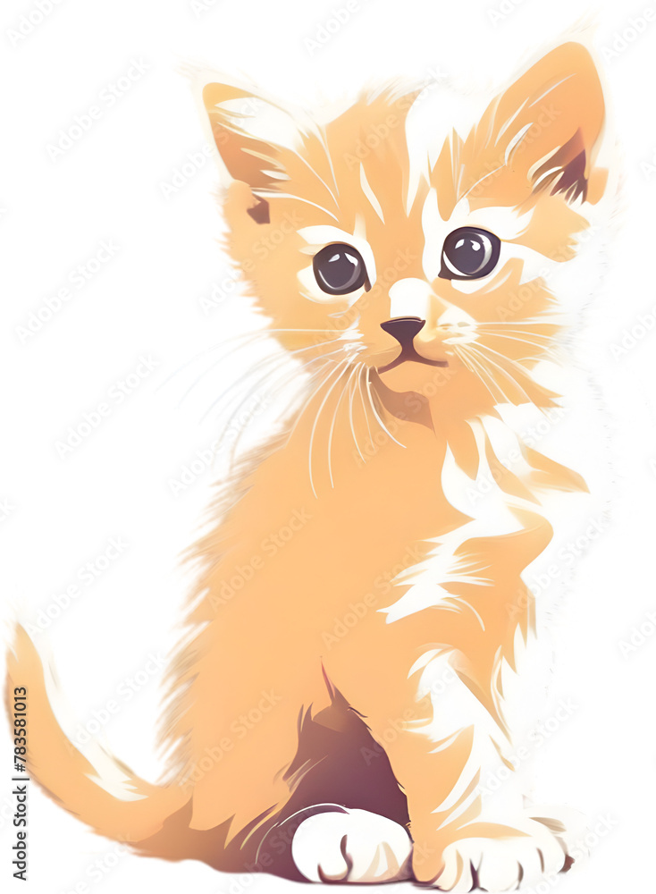 Fototapeta premium Close-up painting of a cute kitten.