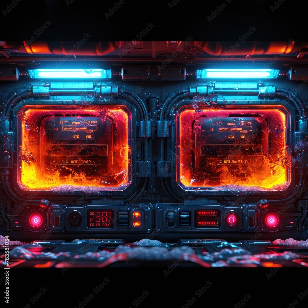 a screenshot of a HUD showing thermal scan comparison between 2 identical objects with different heat resistance a screenshot of a HUD showing thermal scan comparison between 2 identical objects with different heat resistance