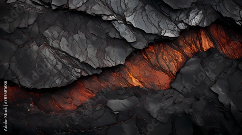 A macro photograph of volcanic rock, showcasing its jagged texture and rich, earthy colors