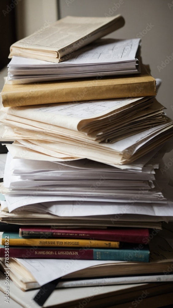 Obraz premium A pile of crumpled-up charts and trading textbooks