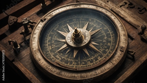 A weathered ship's compass
