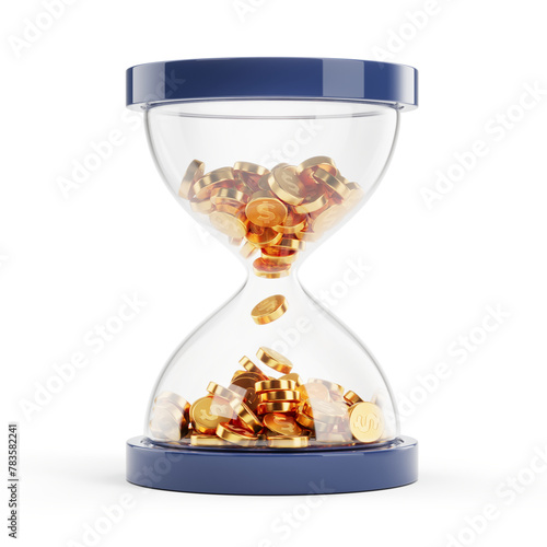 Time is Money concept - Hourglass with Golden Coins