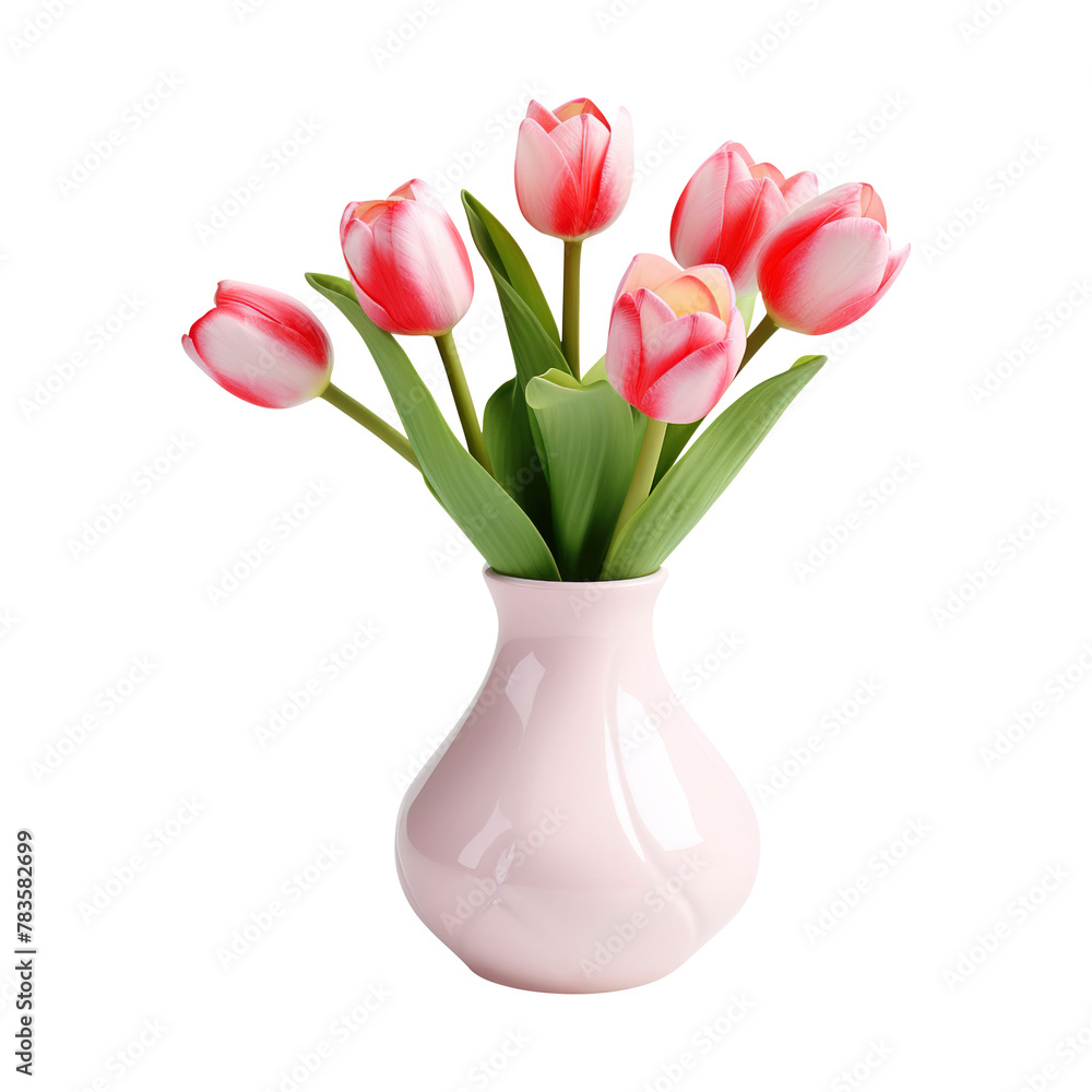 Tulip flower vase isolated on white background Tulip flower vase isolated on white background