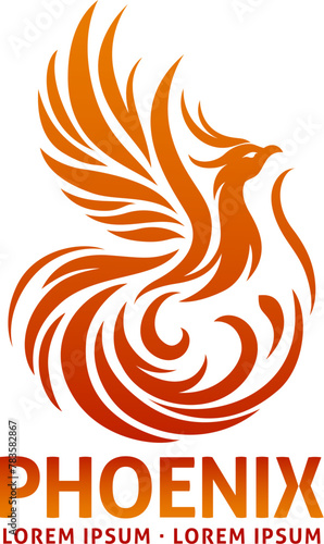A phoenix bird animal design icon mascot symbol illustration concept