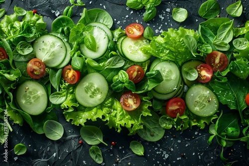 A cascade of green salads, health from the heavens