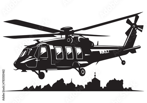 silhouette military helicopter bundle vector white background