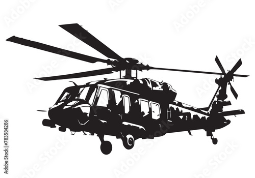 silhouette military helicopter bundle vector white background