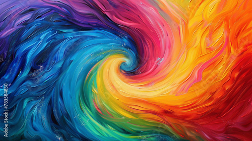 Vibrant swirls of color cascade effortlessly, forming an energetic gradient wave that mesmerizes with its simplicity. photo