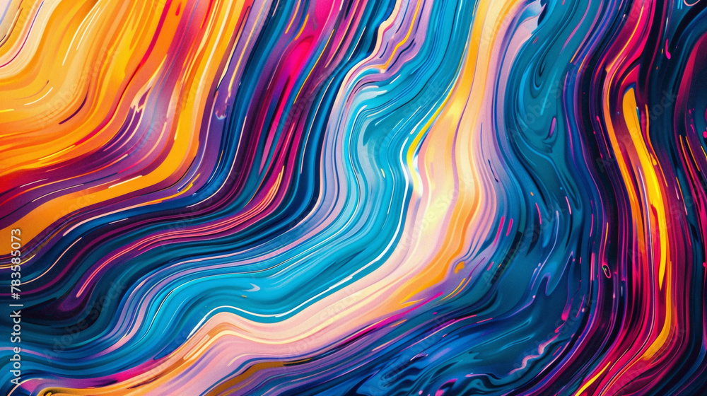 Vibrant swirls of color cascade smoothly, creating an energetic gradient pattern.