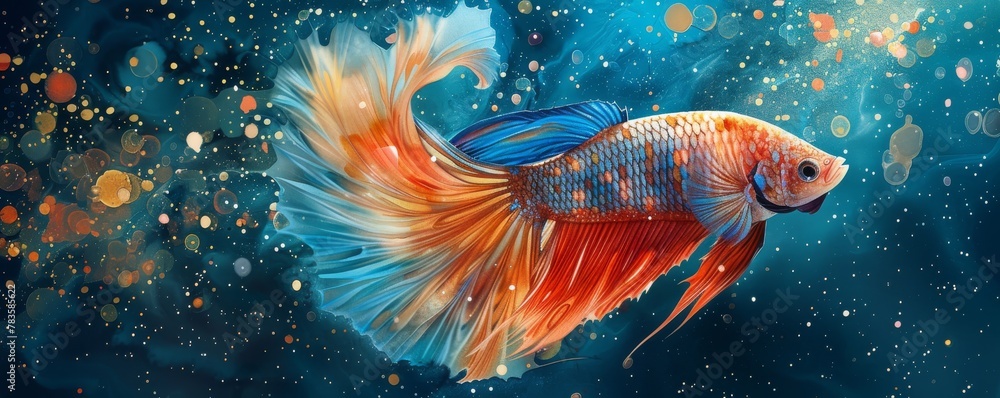Fighting Fish navigate Dark Galaxy Watercolor Star Art mazes Fighting Fish navigate Dark Galaxy Watercolor Star Art mazes