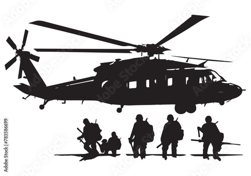 black silhouette military helicopter bundle vector