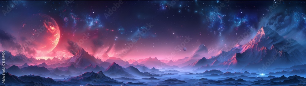 Enigmatic Landscapes on a Distant Planet, super ultrawide background Enigmatic Landscapes on a Distant Planet, super ultrawide background
