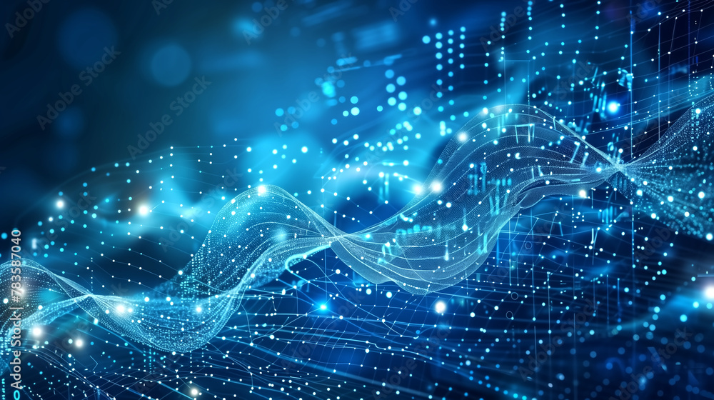 Abstract blue tech background with digital waves, dynamic networ Abstract blue tech background with digital waves, dynamic networ