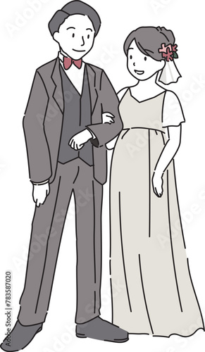 結婚式をする新郎新婦