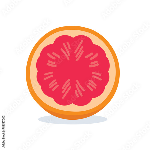 Red blood orange fruit icon vector illustration, grapefruit slice image isolated on white background