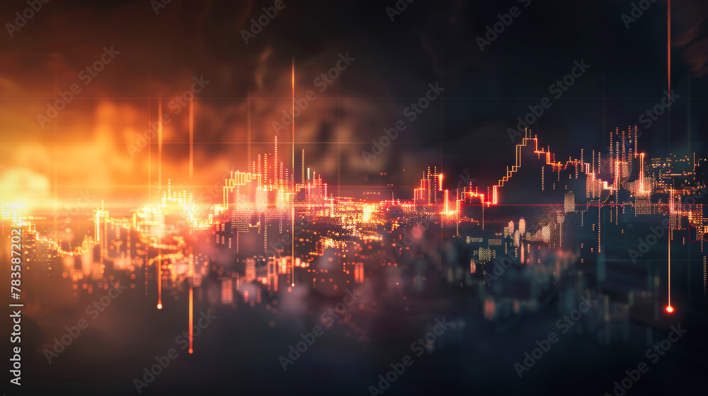 Abstact stock trend charts, financial metaphor composition